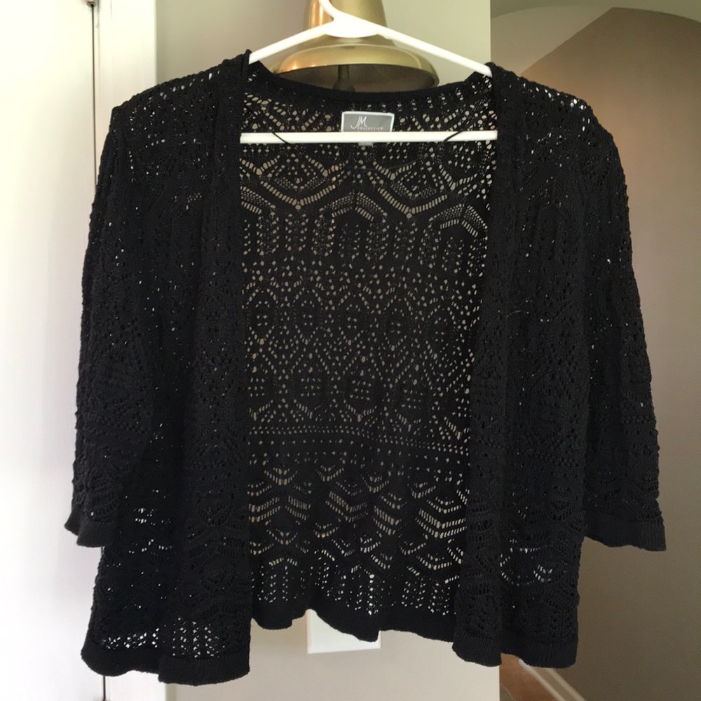 JM Collection Black crochet cardigan